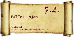 Füri Lajos névjegykártya
