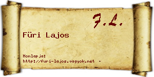 Füri Lajos névjegykártya